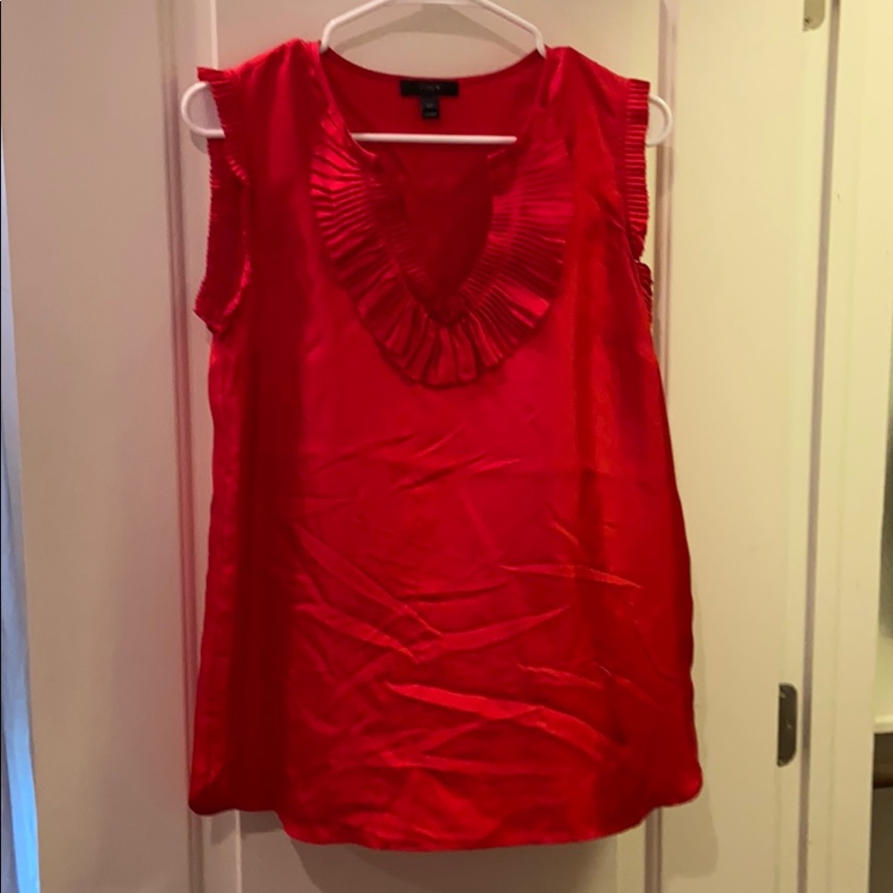 J. Crew red silk top sz 6 TALL